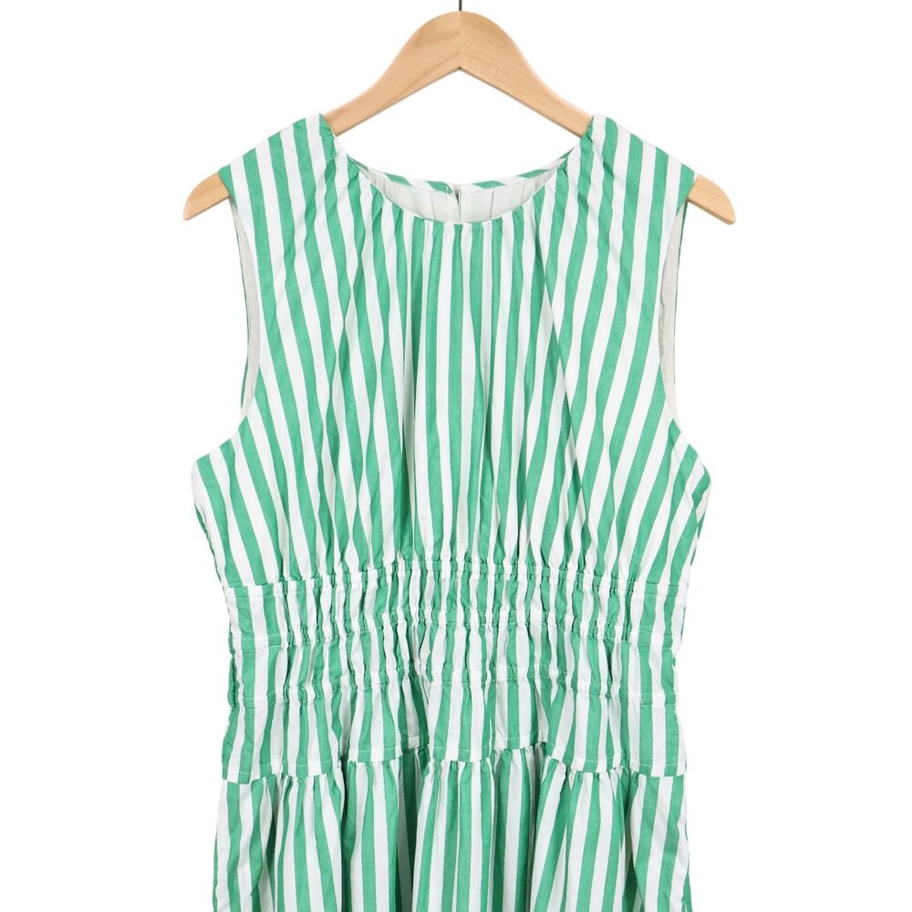 J.Crew Hyacinth Dress Striped Cotton Poplin Bright Clover Green Size Large - Picture 3 of 8